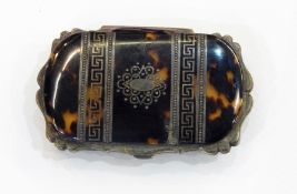 19th century French silver-coloured metal and tortoiseshell pique purse,