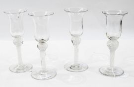 Set of four opaque Georgian style twist-stem glasses