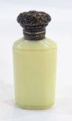 Silver-mounted celadon hardstone/glass scent bottle, flattened rectangular and shouldered,