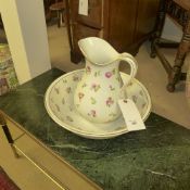 A Mintons porcelain jug and basin with floral spray decoration