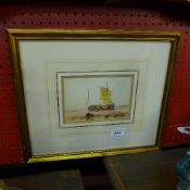 A C19th English school watercolour titled 'Beached Ship' framed and glazed