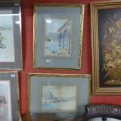 A pair of Italianate watercolours in gilt frames