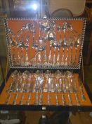 A silver plated cased cutlery set
