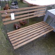 A slatted garden bench