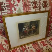 A set of three mezzotints interior studies signed in pencil