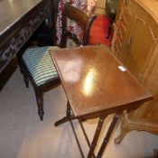 A George IV mahogany bar back side chair with drop in seat and a side table
