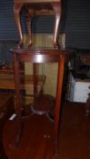 A Georgian design mahogany stand on cabriole support and an Edwardian oval occasional table (2)