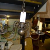 A Dutch style anodised five light chandelier