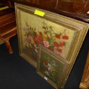 An oil on board still life vase of flowers signed and a still life similar