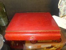 A red leather jewellery box