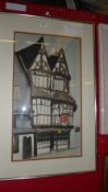A watercolour of the old George Hotel indistinctly signed