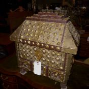 A brass studded Indian hardwood dowry chest