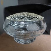 A Thomas Webb crystal rose bowl with original packaging