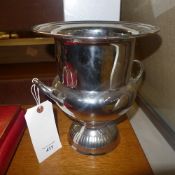 A pair of silver plated campana form wine coolers