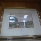 A watercolour cattle bedside stream signed lower right