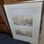 A pair of Middle Eastern prints architectural studies framed and glazed