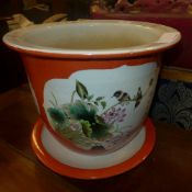 A Chinese style jardiniere on stand