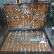 A silver plated cased cutlery set