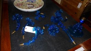 A turquoise glass epergne (af)
