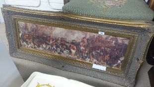 A framed print on board of the Battle of Traffalger