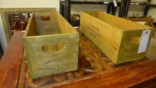 A pair of wooden boxes