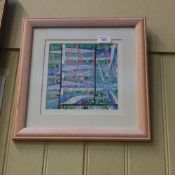A framed and glazed abstract gouache collage entitled 'Stream of Consciousness' by Paul Brotherton