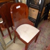 A pair fruitwood Art Deco style chairs with padded seat