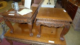 A pair of Chinese style hardwood low tables