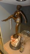A bronze figure Art Deco style dancer on marble base