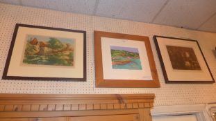 Two limited edition lithographs one of an interior scene the other of a landscape together with