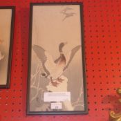 A Japanese Ohara Koson hand colourded woodblock print published by Kokkeido of a mallard on a tree