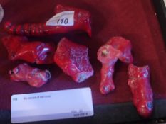 Six pieces of red coral
