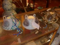 Three studio pottery hanging lamp shades