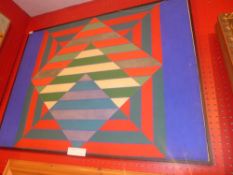 A late 1970`s American School Art oil on canvas in black painted frame