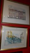 A watercolour by Ray Evans of The Grand Palace, Bangkok together with a watercolour  of the Palace