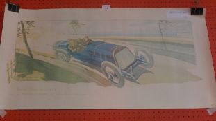 An Ernest Montaut original hand coloured lithograph Grand Prix LACF Rigal Sur Bayard element