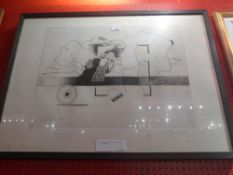 A limited edition abstract lithograph 15/50 dated 25/8/69 signed