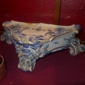 A C19th Meissen pedestal stand encrusted with flowers and heightened in gilt (af)