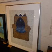 A 1990s limited edition mixed media abstract 13/15 signed and dated Mary Rust Owell 1990 in a