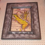 A mixed media on music paper monogrammed L.G glazed and framed H 28 x W 20 cm