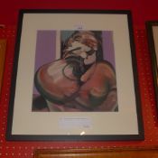 A Francis Bacon print portrait in a black frame