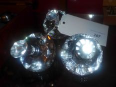 A collection of three crystal scent bott