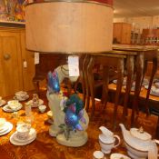 A 1950's porcelain table lamp in the for