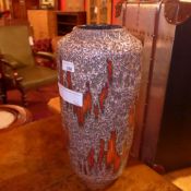 A 1950's Lava style vase with grey and flame effect glaze