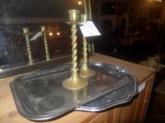Three various engraved silver plated tra
