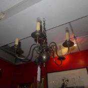 A Dutch style anodised five light chande
