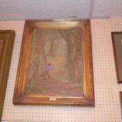 A C20th gouache on board woodland study