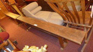 A pair of French fruitwood long benches