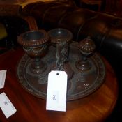 A late Victorian bronze smoker's compani