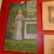 A C20th unframed oil on canvas of a lady